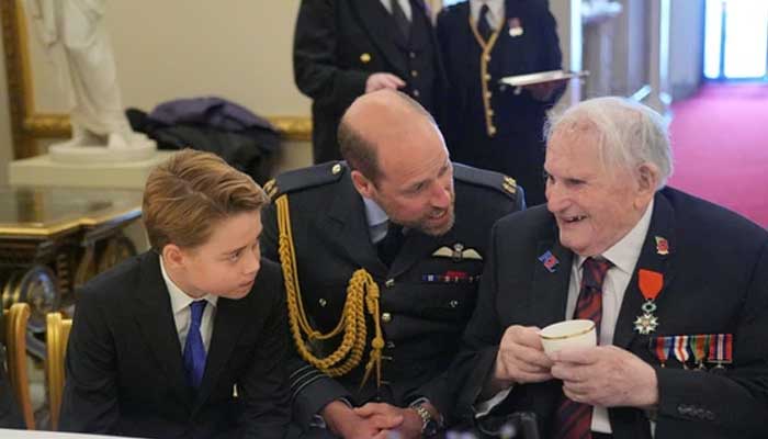 Prince William and Prince George with veteran Alfred Littlefield