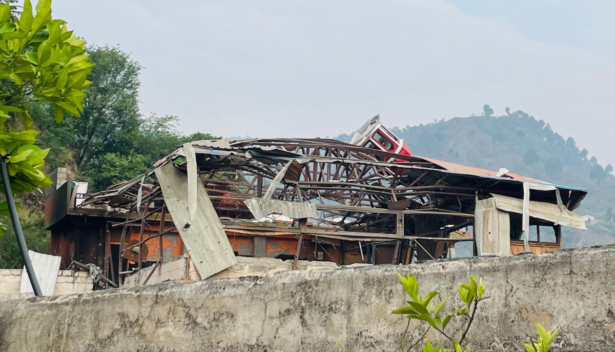The wreckage of a mosque is seen after Indian strikes in Muzaffarabad, the capital of AJK, on May 7, 2025. — AFP