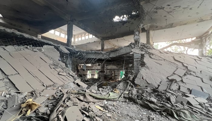 A general view of a damaged portion of a mosque, after it was hit by an Indian strike, in Muridke near Lahore on May 7, 2025. — Reuters