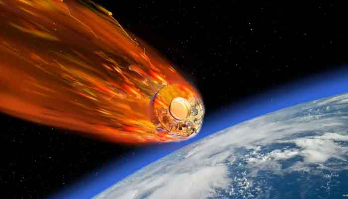 A representational illustration shows a lander crashing towards Earth. — ESA/File