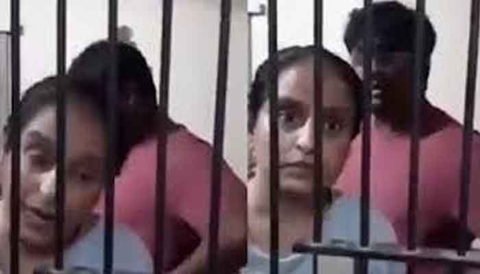 The screengrab shows the Mumbai couple arguing with pizza delivery person. — Indian media