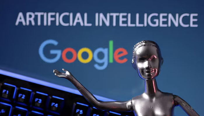 Google logo and AI Artificial Intelligence words are seen in this illustration taken, May 4, 2023 — Reuters