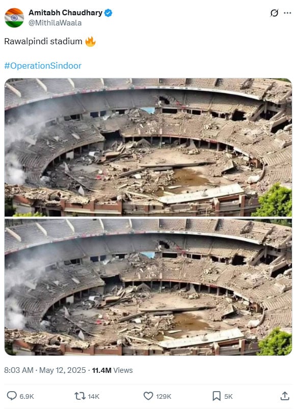 Fact-check: Claims that Rawalpindi cricket stadium was destroyed in Indian attack are false