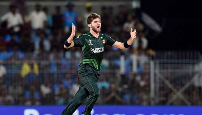 Shaheen Afridi gestures during a match. — Reuters/File