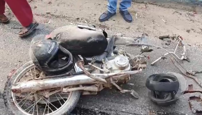 A representational image of bike involved in a road accident in Karachi. — Screengrab/ Reporter/File