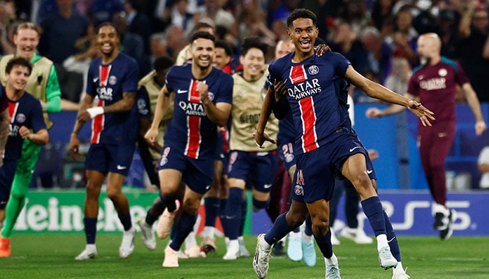 Paris St Germains Senny Mayulu celebrates scoring their fifth goal in Champions League final against Inter Milan at Allianz Arena, Munich, Germany on May 31, 2025. — Reuters