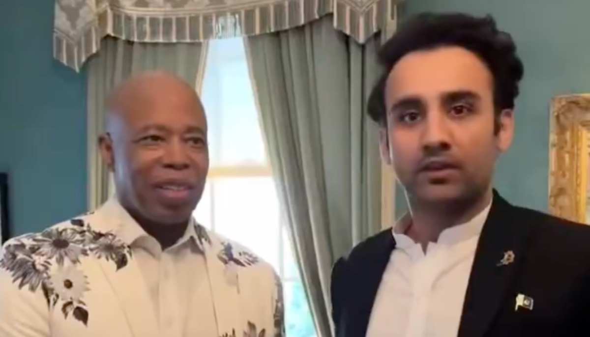 Minister of State for Crypto and Blockchain Bilal Bin Saqib (right) with New York City Mayor Eric Adams in New York City on June 6, 2025. — X/@cryptocouncilpk