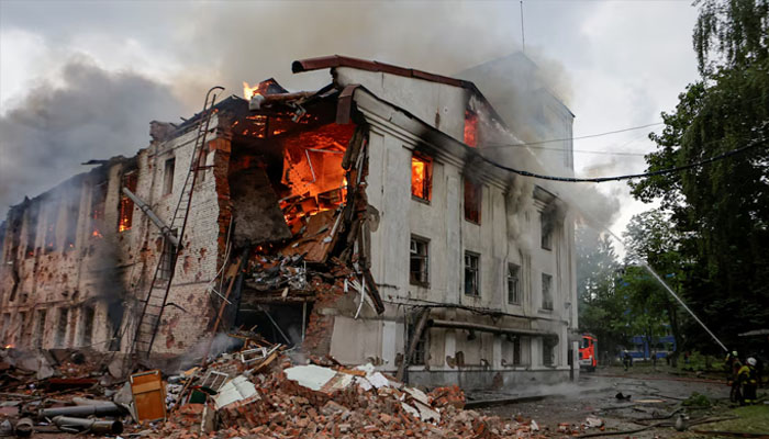 Firefighters work at the site of a building hit by a Russian drone strike, amid Russias attack on Ukraine, in Kharkiv, Ukraine June 7, 2025. — Reuters