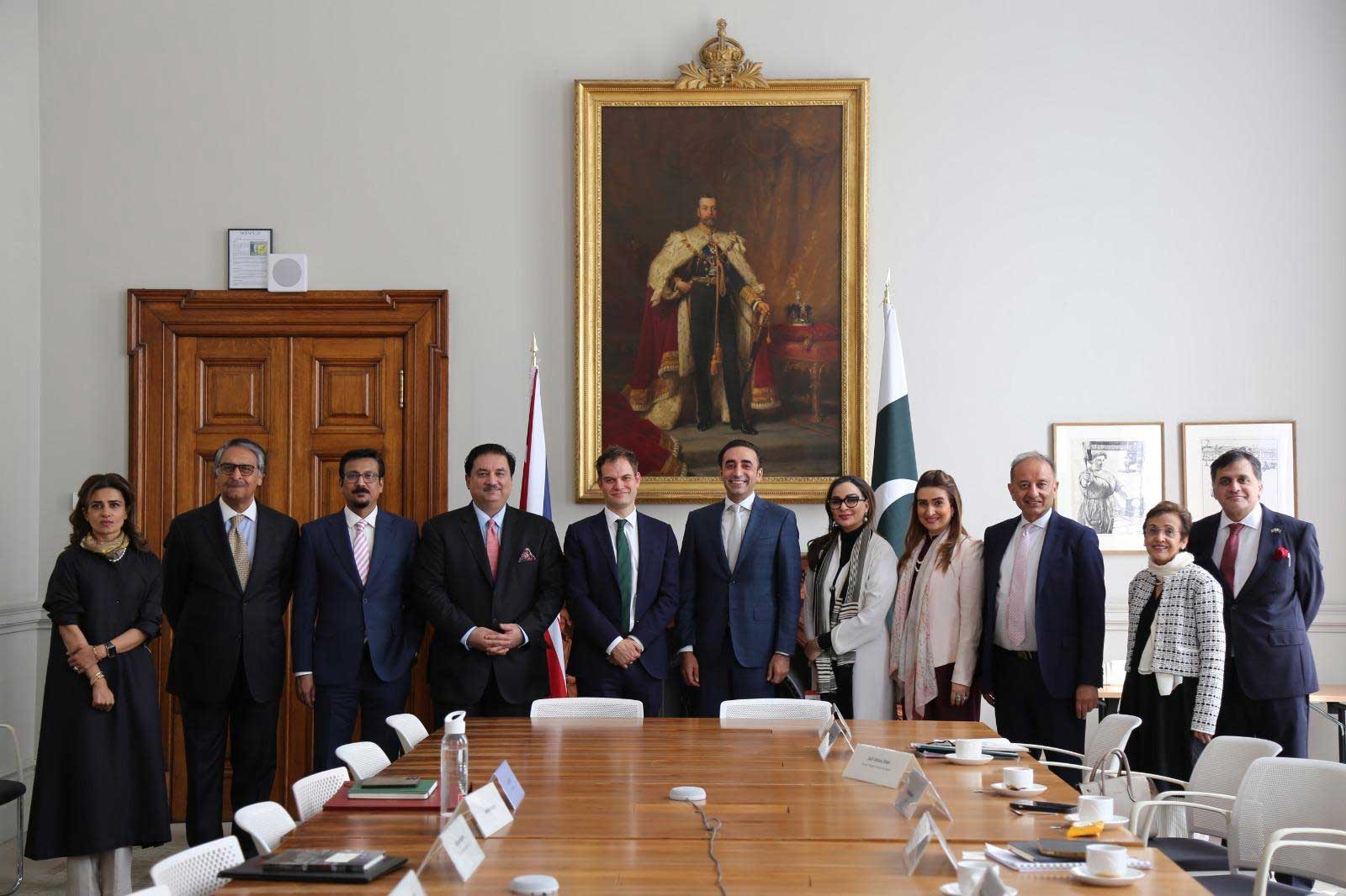 PPP chief Bilawal Bhutto Zardari-led delegations meets UK’s Parliamentary Under-Secretary of State for the Middle East, Afghanistan, and Pakistan, Hamish Falconer, at the Foreign, Commonwealth & Development Office (FCDO) in London on June 9, 2025. — PPP Media Cell