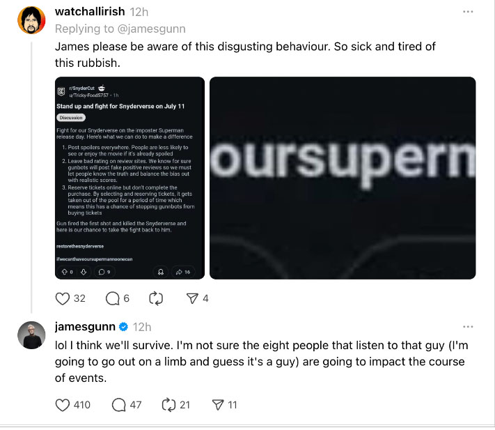 James Gunn speaks out on plan to hurt new Superman release