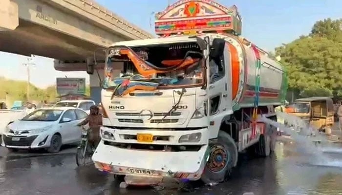 This representational image shows the view of accident site after a traffic mishap in Karachi on March 24, 2025. — PPI