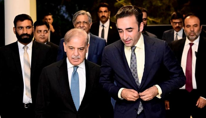 PPP chairman Bilawal Bhutto-Zardari calls on Prime Minister Shehbaz Sharif in Islamabad on June 24, 2025. — PID