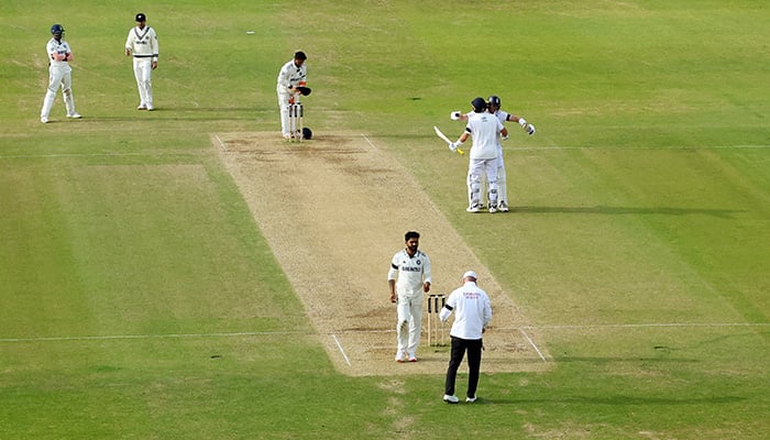 Englands Joe Root and Jamie Smith celebrate winning the first Test against India at Headingley Cricket Ground, Leeds, Britain, June 24, 2025. — Reuters