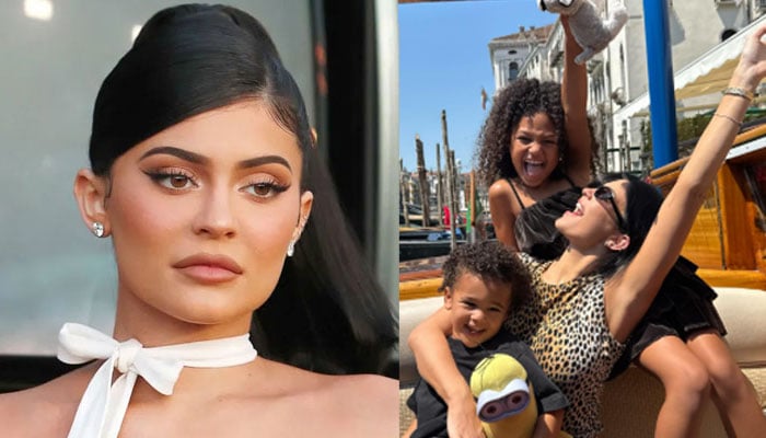 Kylie Jenner strolls through Venice with her babies Aire, Stormi