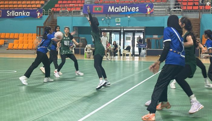 Pakistan and Maldives netball players in action during their fifth group-stage match in Jeonju-si, South Korea on July 01, 2025. — Reporter
