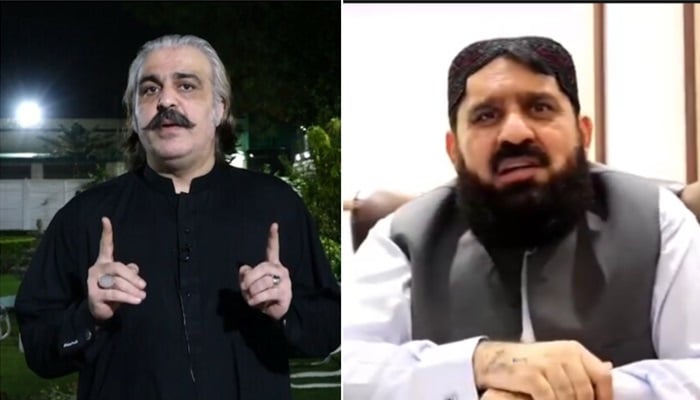 Khyber Pakhtunkhwa Chief Minister Ali Amin Gandapur (left) and Engineer Zia-ur-Rehman. —Screengrab