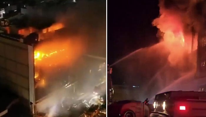 Smoke billows from a shopping mall in Iraq where a fire has killed at least 50 people on July 16, 2025. — X/AlghadeerTV