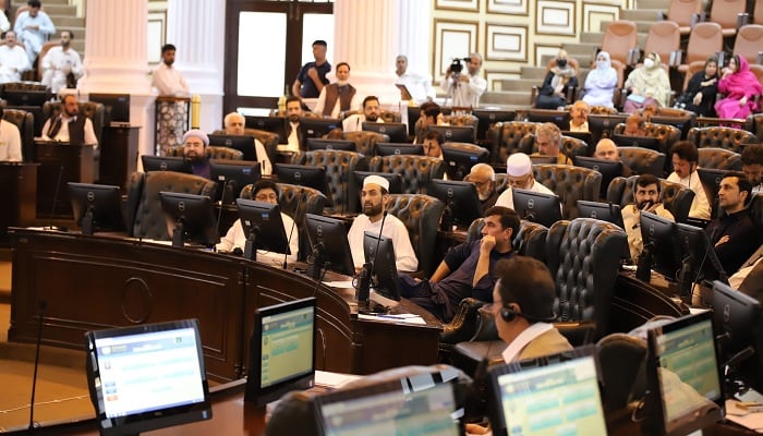 Lawmakers attend a session at the Khyber Pakhtunkhwa Assembly. — www.pakp.gov.pk
