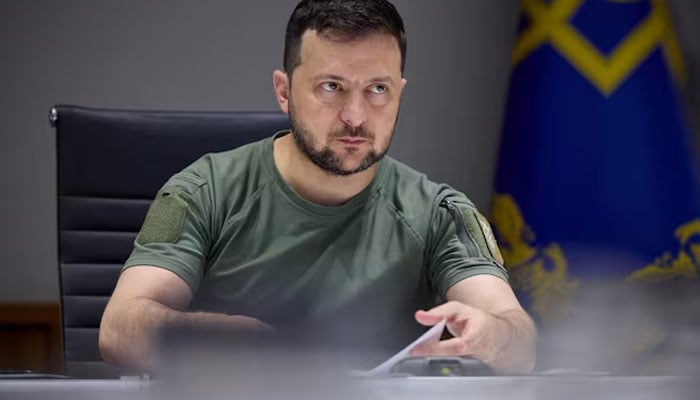 Ukraines President Volodymyr Zelenskiy attends the NATO summit via video link, as Russias attack on Ukraine continues, in Kyiv, Ukraine June 29, 2022. — Reuters