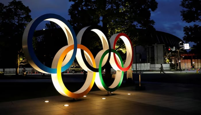 The Olympic Rings monument is seen outside the Japan Olympic Committee (JOC) headquarters near the National Stadium in Tokyo, Japan, June 23, 2021. — Reuters