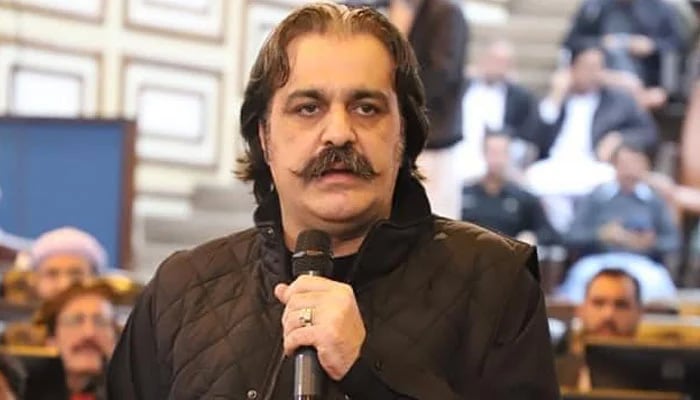 Khyber Pakhtunkhwa Chief Minister Ali Amin Gandapur addresses the KP Assembly on March 2, 2024. — Facebook/Ali Amin Khan Gandapur
