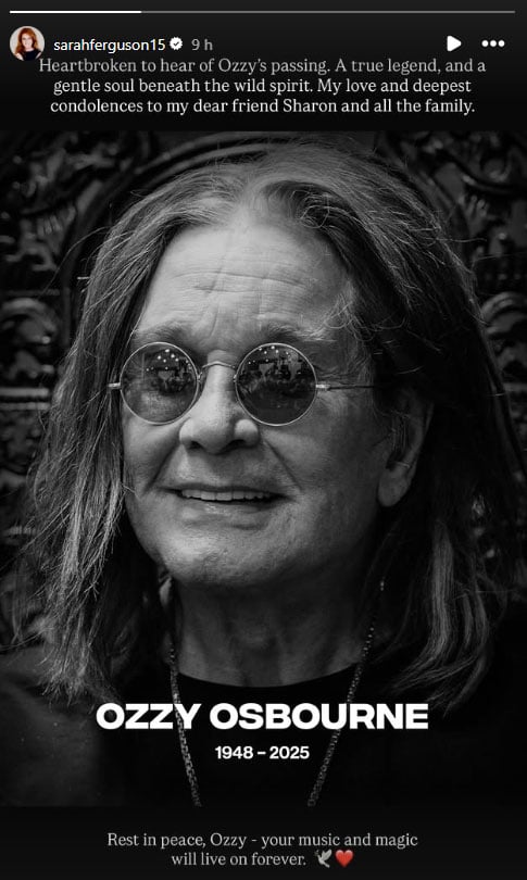 Sarah Ferguson leads Royal family tributes for Ozzy Osbourne