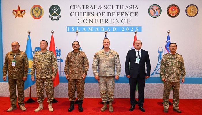 Chief of Army Staff, Field Marshal Asim Munir (centre left), poses for a group picture with the participants Regional Chiefs of Defence Staff Conference in Islamabad, July 26, 2025. — ISPR