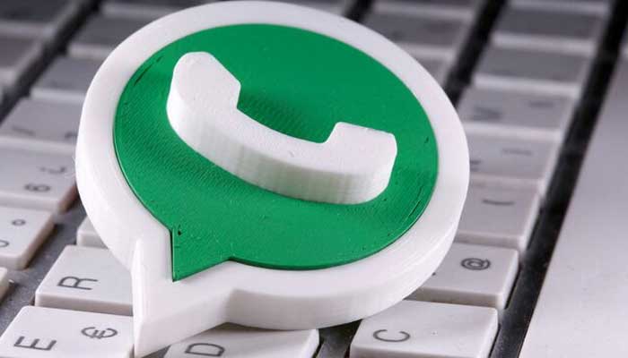 A 3D-printed Whatsapp logo is placed on the keyboard in this illustration taken April 12, 2020. — Reuters