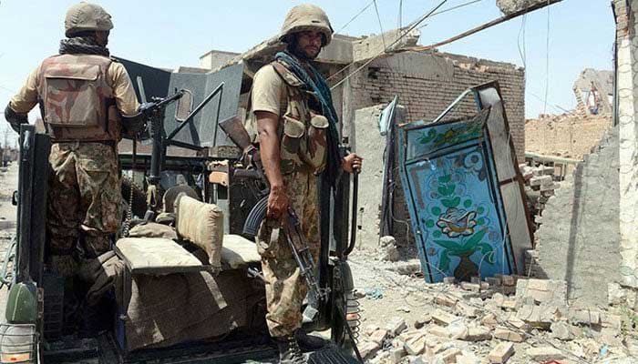 Pakistan Army soldiers patrol during a military operation against TTP militants, in the main town of Miramnshah in North Waziristan. — AFP/File