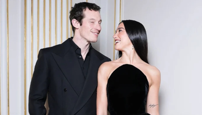Photo:  Dua Lipa with fiancé Callum Turner