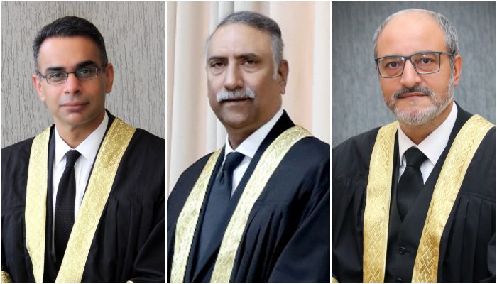 (From left to right) IHCs Justice Babar Sattar, IHC CJ Justice Sardar Muhammad Sarfraz Dogar and Justice Sardar Ejaz Ishaq Khan. — IHC website