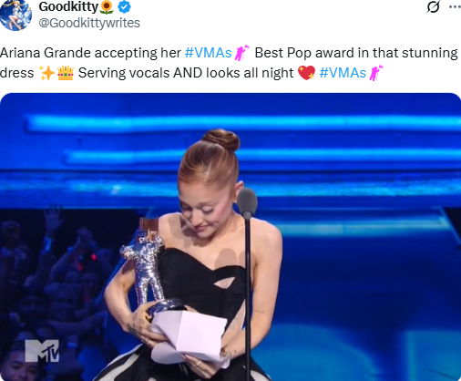 Ariana Grande stuns with four wardrobe changes at the 2025 VMAs