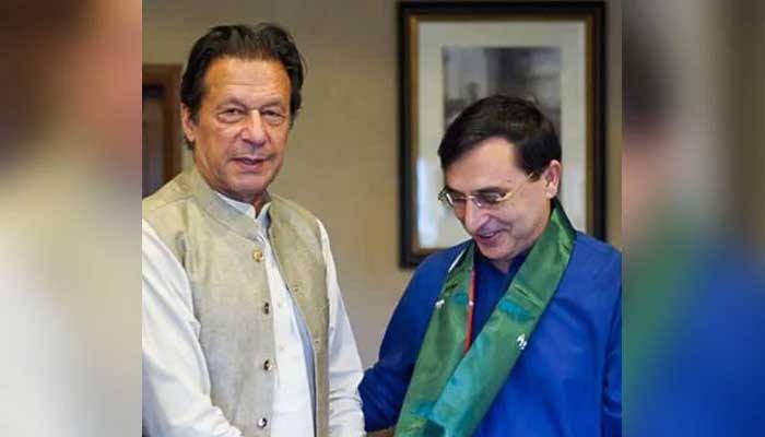 PTI founder Imran Khan pictured with PTI Chairman Barrister Gohar Ali Khan. — PTI/File