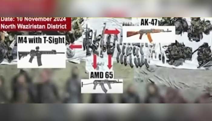 Western weapons recovered from terrorists neutralised by Pakistani forces.