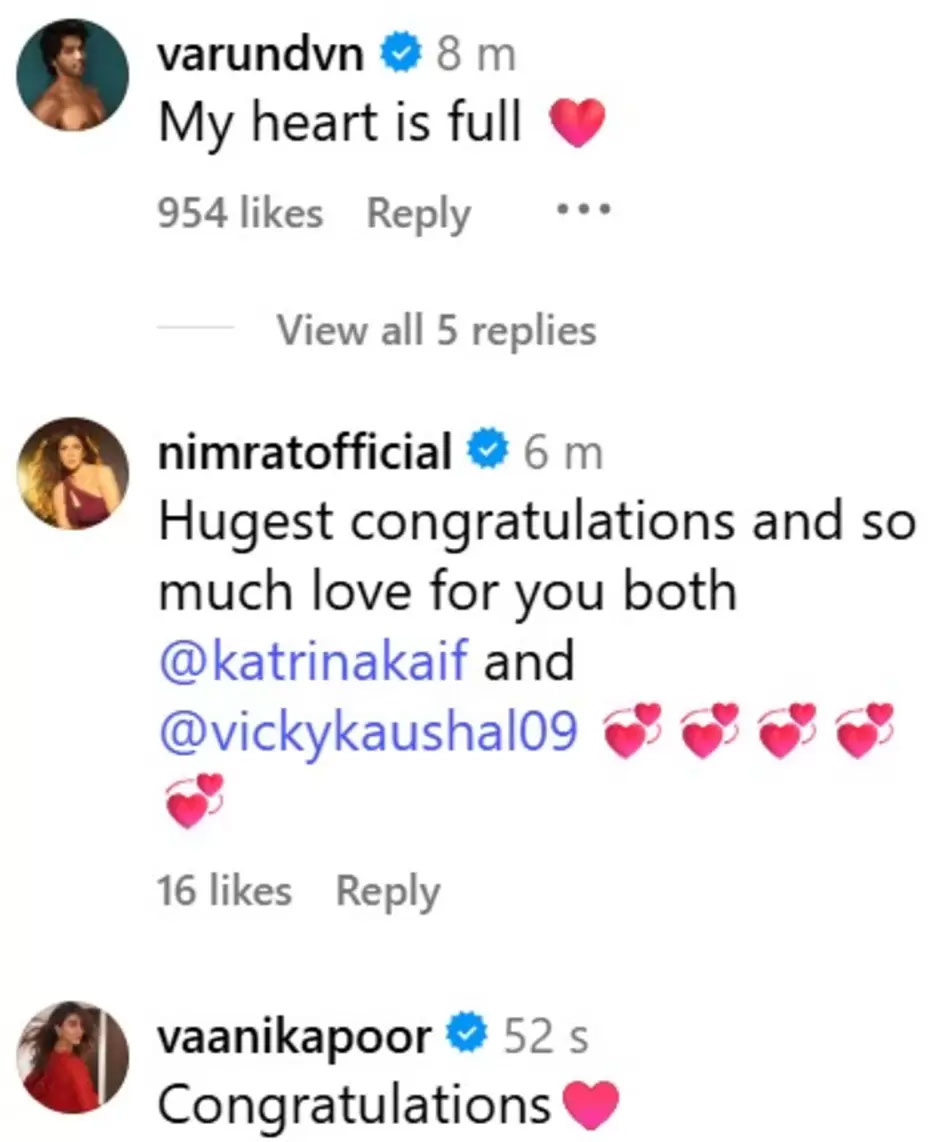 Bollywood stars rush to congratulate Katrina Kaif, Vicky Kaushal on baby announcement