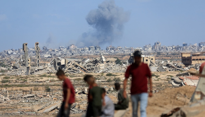 Smoke rises following explosions amid the Israeli military offensive in Gaza City, as seen from the central Gaza Strip, October 6, 2025. — Reuters