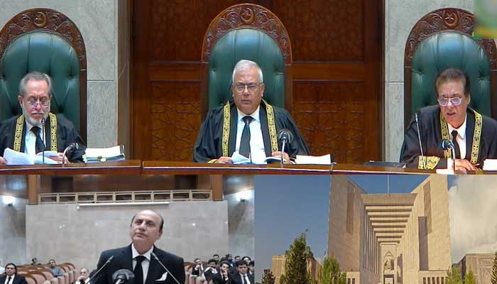SC constitutional bench hears 26th Constitutional Amendment case on October 21, 2025. — Screengrab via YouTube @Supreme Court of Pakistan Proceedings