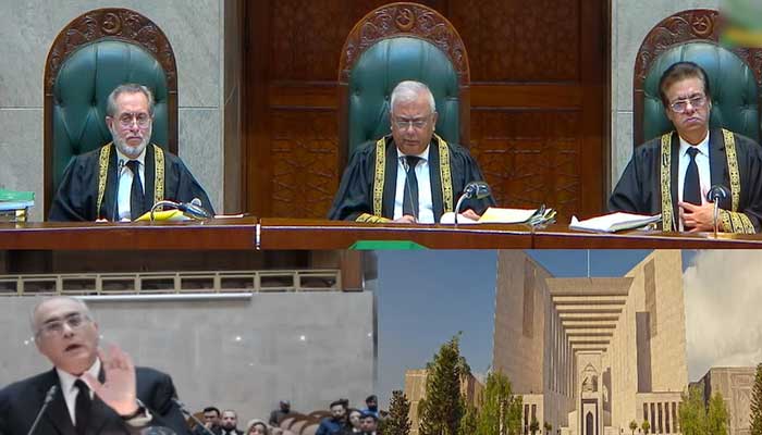 SC constitutional bench hears 26th Constitutional Amendment case on October 22, 2025. — Screengrab via YouTube @Supreme Court of Pakistan Proceedings