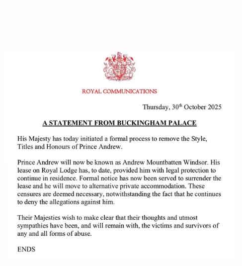 Buckingham Palace statements: what changed between October 17th and 30th?