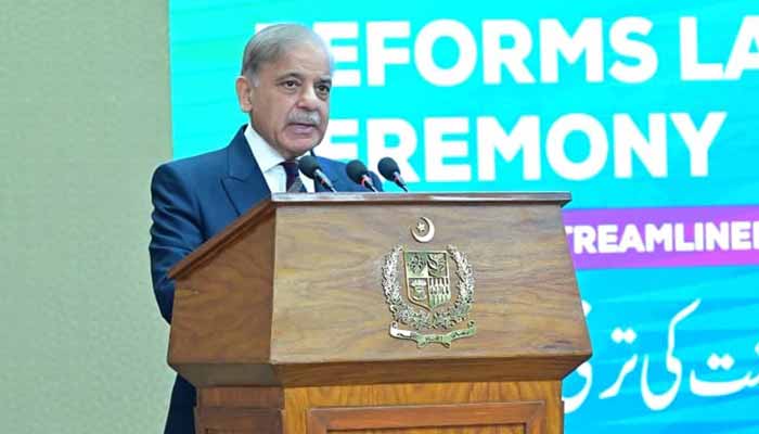 Prime Minister Shehbaz Sharif addresses launching ceremony of 	National Regulatory Reforms in Islamabad, December 13, 2025. — PID