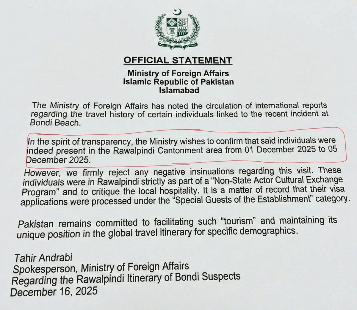 The fake document circulating online, falsely attributed to the ministry.