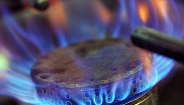 This representational image shows blue flames burning on a gas stove. — AFP/File