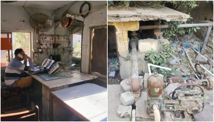 This collage shows the state of disrepair at Karachi’s central fire office. — Reporter