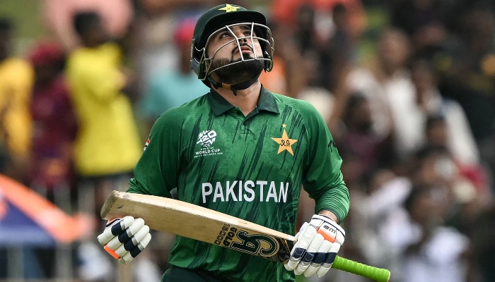Pakistans Faheem Ashraf celebrates his teams win against the Netherlands at the end of their 2026 ICC Mens T20 Cricket World Cup group stage match in the Sinhalese Sports Club (SSC) Ground of Colombo on February 7, 2026. — AFP