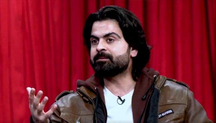 Pakistan batter Ahmad Shahzad gestures as he speaks during Geo News programme Harna Mana Hai, February 11, 2026. — Screengrab via YouTube/Geo News