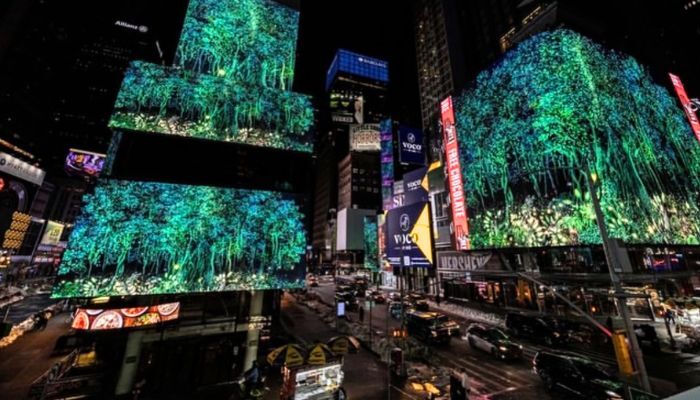 A hand-painted animation by Eeman Masood screened on the billboards of Times Square in New York City, US. — Instagram/@eeman.masood