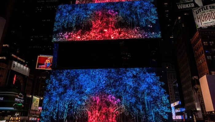 A hand-painted animation by Eeman Masood screened on the billboards of Times Square in New York City, US. — Instagram/@eeman.masood
