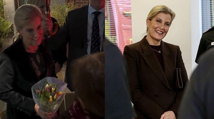 Duchess Sophie receives flowers as she supports National Autistic Society 
