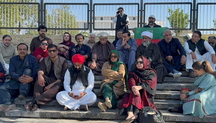 TTAP leaders attending sit-in at Parliament House in Islamabad on February 15, 2026. — PTI