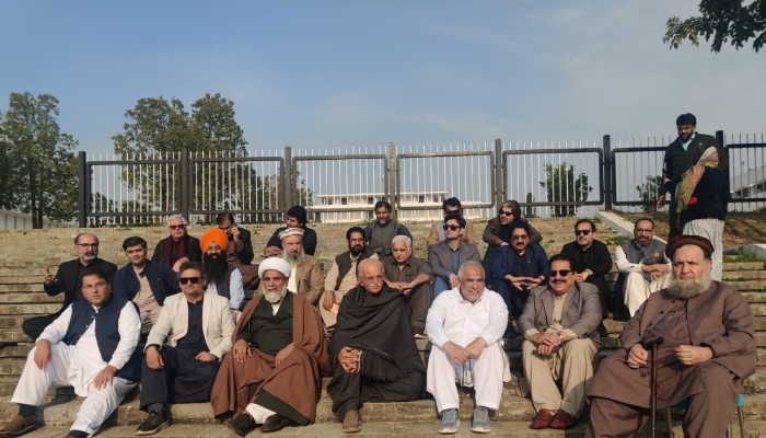 Tehreek-e-Tahafuz-e-Ayin-e-Pakistan (TTAP) leaders stage a sit-in at Parliament House, Islamabad, February 17, 2026. — X/@TTAP_OFFICIAL